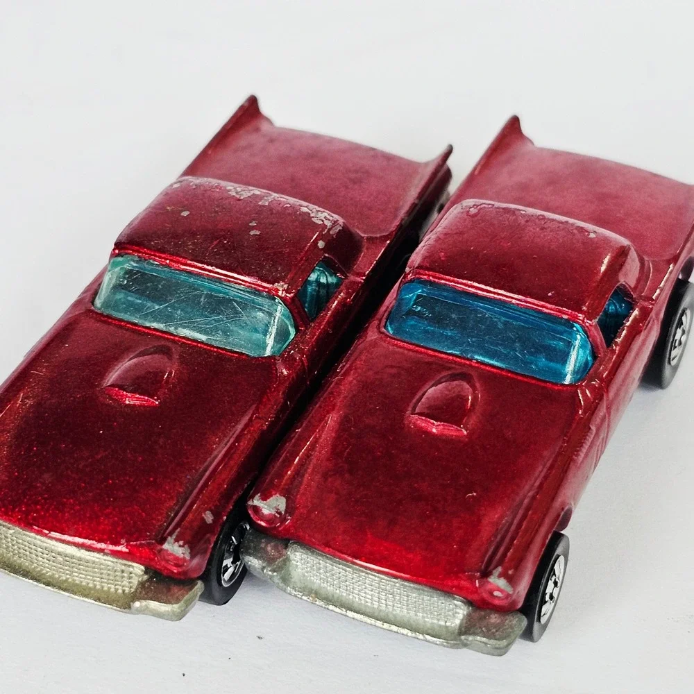 1977 Hot Wheels 57 Thunderbird Metallic Red Diecast Car Lot 2pc Vintage Toy